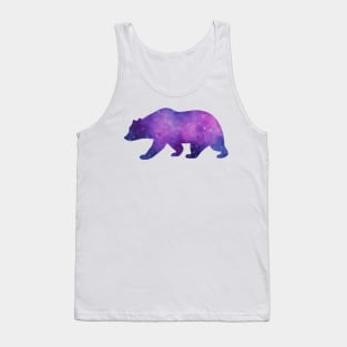 Grizzly Bear Spirit Animal Galaxy Silhouette with Stars Tank Top